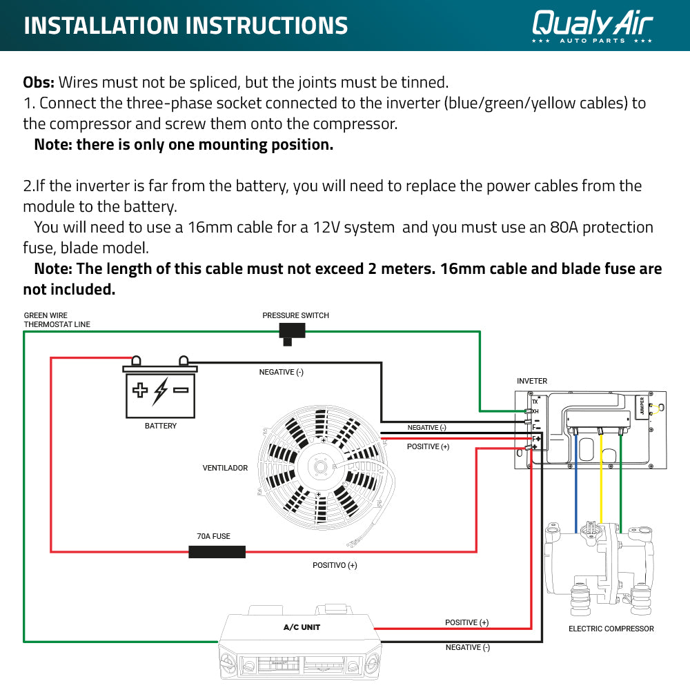 Electric Ac Air Conditioning Compressor Universal Application - Cars, Truck & Vans - 12V