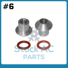 MALE INSERT ORING TO MALE FLARE A/C ADAPTER FITTING KIT #6, WITH ORINGS 4pc - Qualy Air