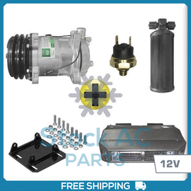 NEW A/C KIT COMPRESSOR WITH YORK TO SANDEN MOUNT DRIER + UNDER DASH + SWITCH - Qualy Air
