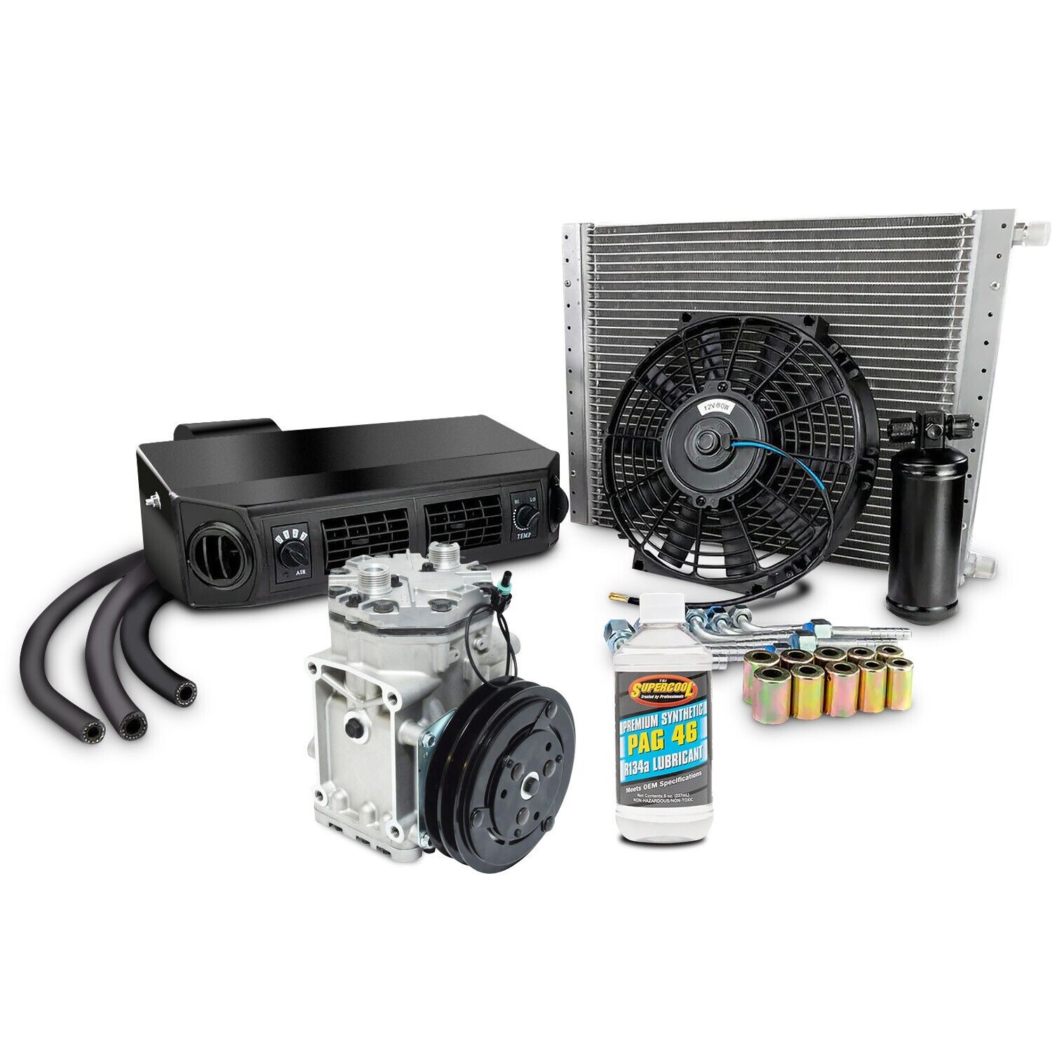 NEW A/C UNIVERSAL KIT UNDERDASH COMPLETE AIR CONDITIONER W/ YORK COMPRESSOR 12V