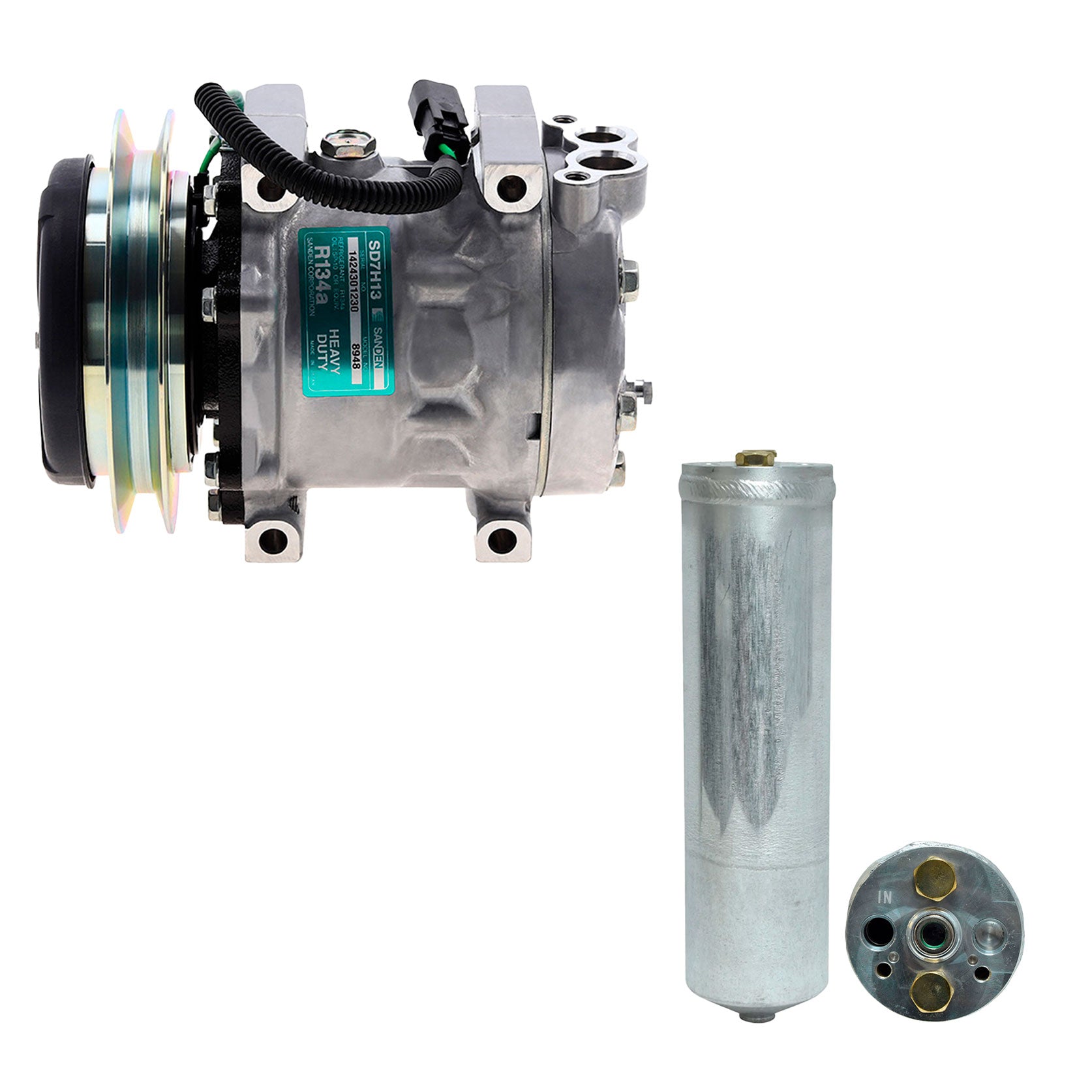 New OEM A/C Compressor + Drier for Komatsu Wheel Loader WA250-6 - OE# 423S624330