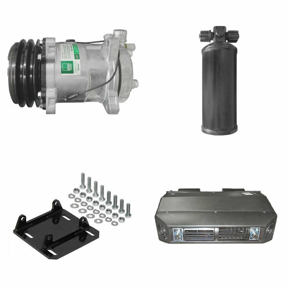 NEW A/C KIT COMPRESSOR WITH YORK TO SANDEN MOUNT AND RECEIVER + UNDER DASH