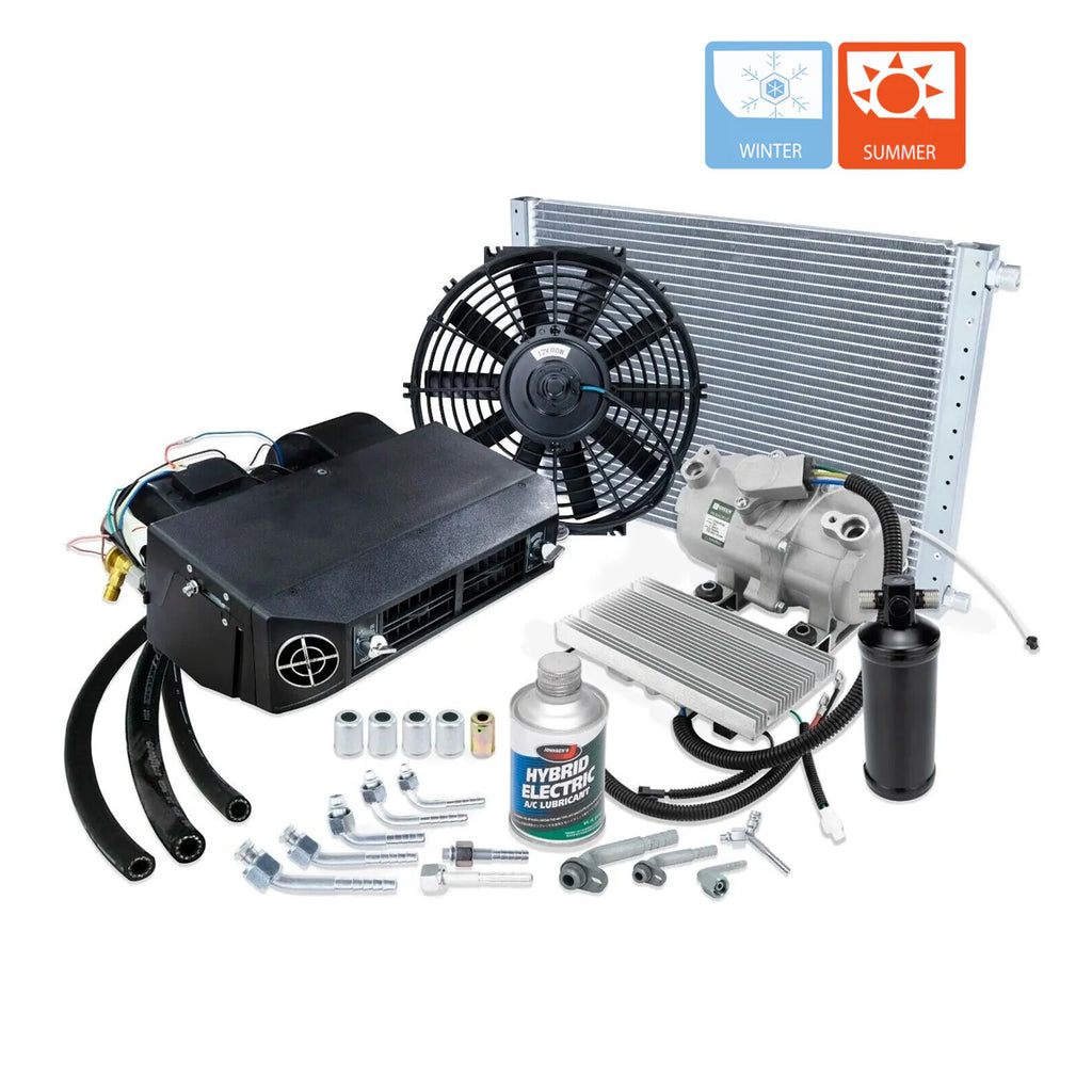 NEW A/C UNIVERSAL KIT HEAT AND COOL UNDERDASH W/ ELECTRIC COMPRESSOR 12V