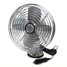 Cargar imagen en el visor de la galería, 12-Volt Vintage Style Chrome Metal Fan 9x7.5x5 (in.)