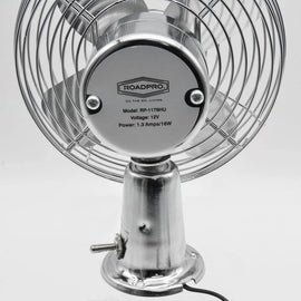 12-Volt Vintage Style Chrome Metal Fan 9x7.5x5 (in.)
