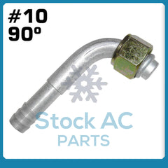 NEW A/C FITTING,BARBED PUSH ON,FEMALE ORING 10x90 DEGREE, 10 HOSE 11323