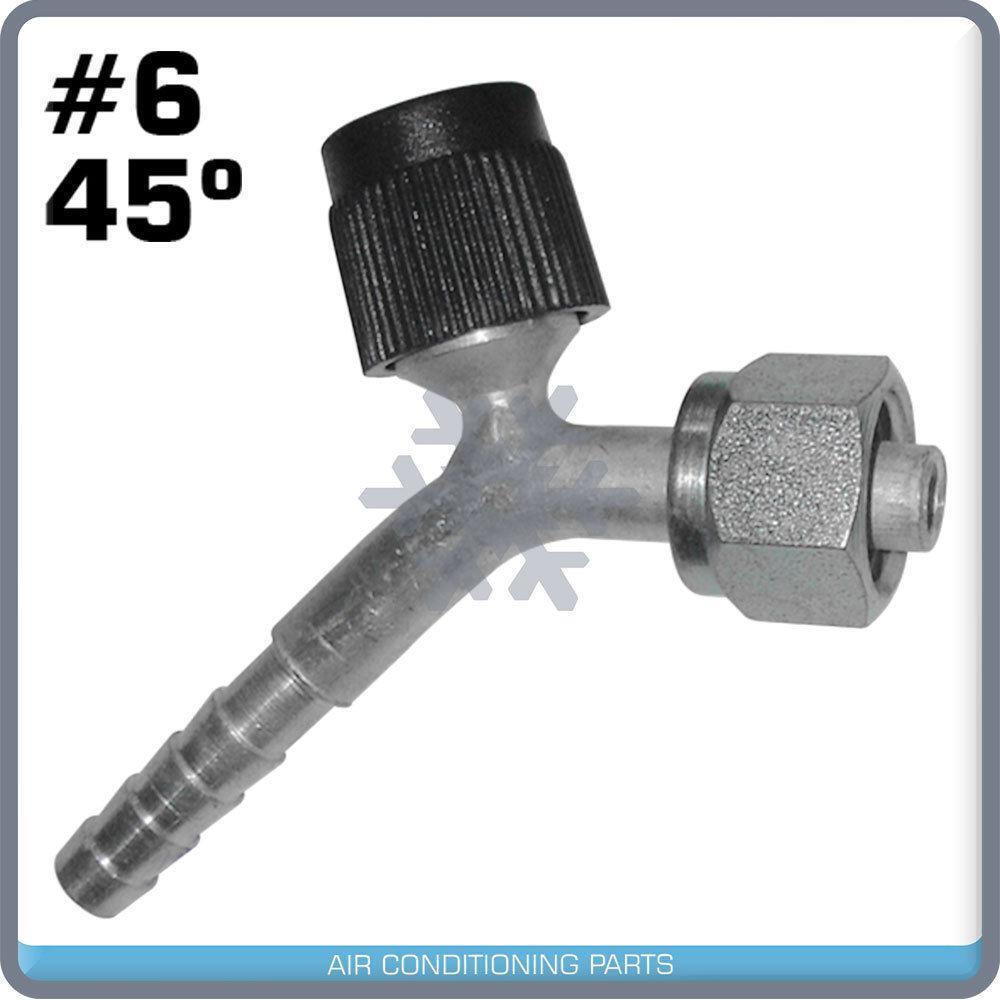 BEADLOCK A/C FITTINGS FEMALE O RING, 6X45 DEGREE # 6 HOSE WITH SERVICE PORT - Qualy Air