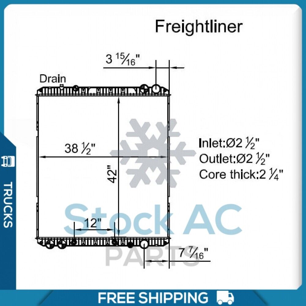 NEW Radiator for Freightliner Cascadia, Century Class, Columbia, Argosy.. QL - Qualy Air