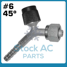 Load image into Gallery viewer, BEADLOCK A/C FITTINGS FEMALE O RING, 6X45 DEGREE # 6 HOSE WITH SERVICE PORT - Qualy Air