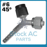BEADLOCK A/C FITTINGS FEMALE O RING, 6X45 DEGREE # 6 HOSE WITH SERVICE PORT