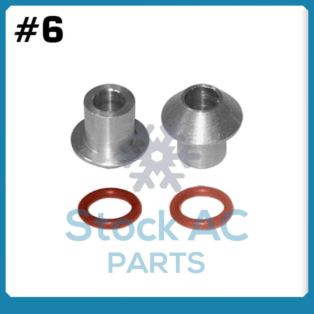 MALE INSERT ORING TO MALE FLARE A/C ADAPTER FITTING KIT #6, WITH ORINGS 4pc - Qualy Air