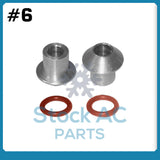 MALE INSERT ORING TO MALE FLARE A/C ADAPTER FITTING KIT #6, WITH ORINGS 4pc