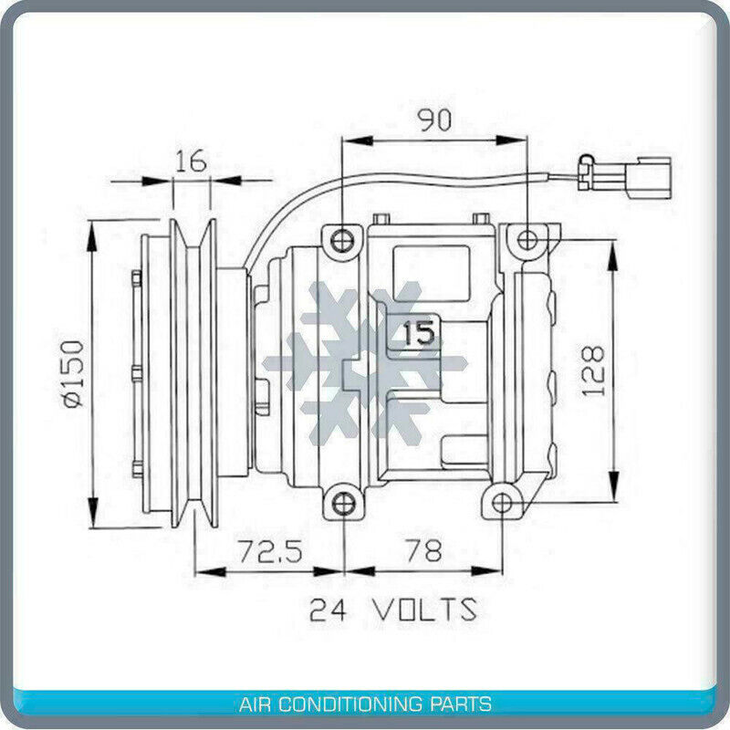 A/C Compressor fits John Deere 200,230,270,330,370,450,550LC - REF 20Y979311 - Qualy Air