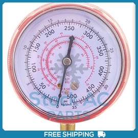 Manifold Gauge High Pressure SAE 0 to 500 PSI R410a R12 R22 R134a - Qualy Air