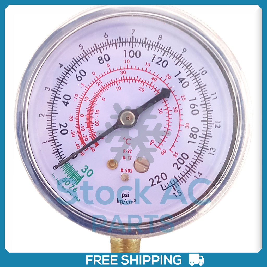 Manifold Gauge Low Pressure SAE -30 to 225 PSI R410a R12 R22 R134a - Qualy Air