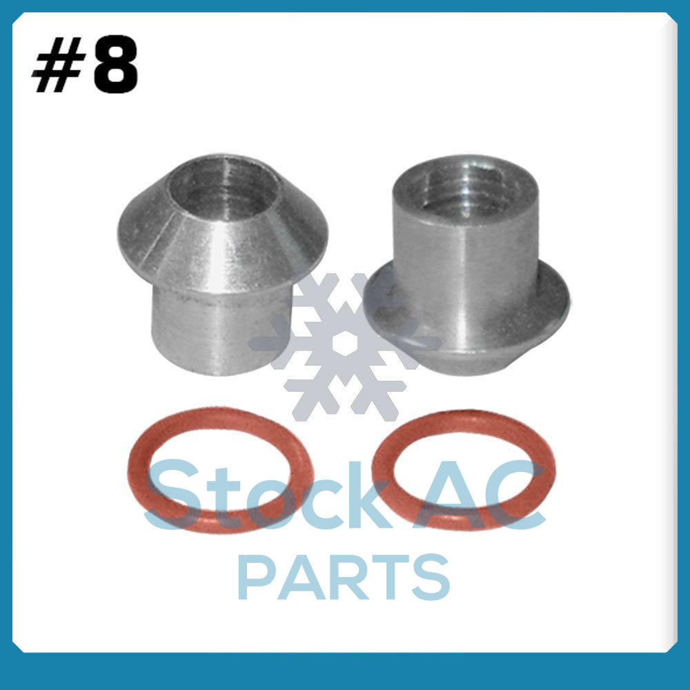MALE INSERT ORING TO MALE FLARE A/C ADAPTER FITTING KIT #8, WITH ORINGS 4 PC - Qualy Air