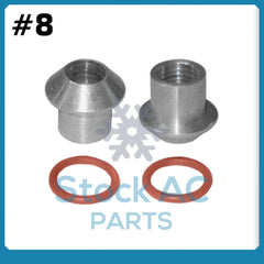 MALE INSERT ORING TO MALE FLARE A/C ADAPTER FITTING KIT #8, WITH ORINGS 4 PC