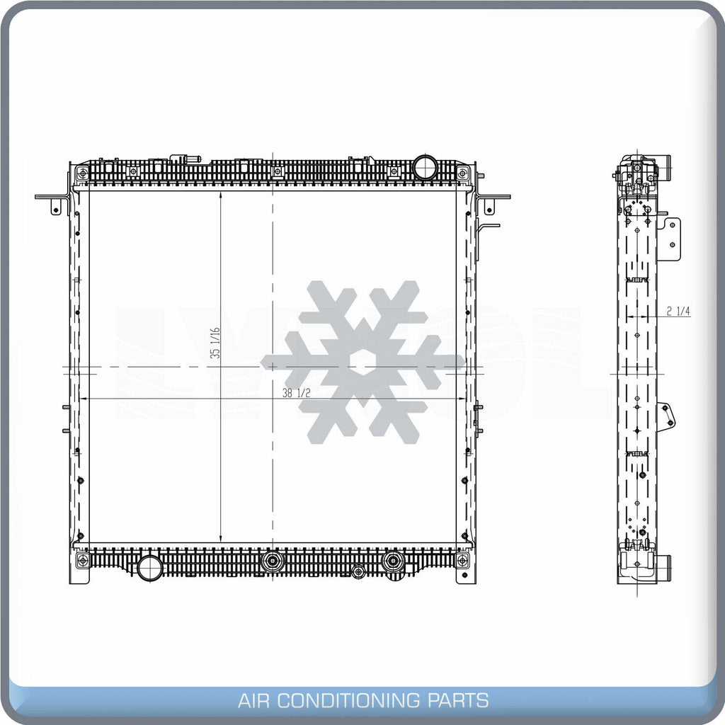 NEW Radiator for 2017-up CASCADIA, INLET & OUTLET SAME SIDE, FRAMED VERSION QL - Qualy Air