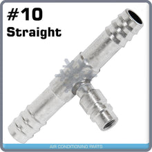 Load image into Gallery viewer, BARBED A/C FITTING, #10 TO  #10 STRAIGHT HOSE SPLICE,ALUMINUM w/13mm SERV. PORT - Qualy Air