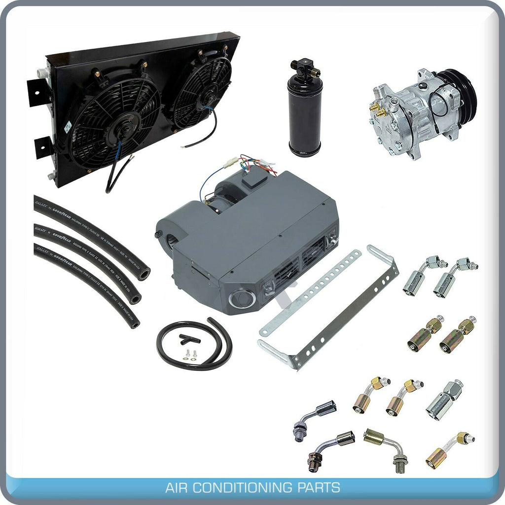 BRAND NEW A/C KIT UNIVERSAL UNDER DASH CONDENSER DOUBLE FAN AIR CONDITIONER 12V - Qualy Air
