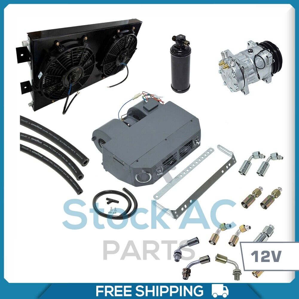 BRAND NEW A/C KIT UNIVERSAL UNDER DASH CONDENSER DOUBLE FAN AIR CONDITIONER 12V - Qualy Air