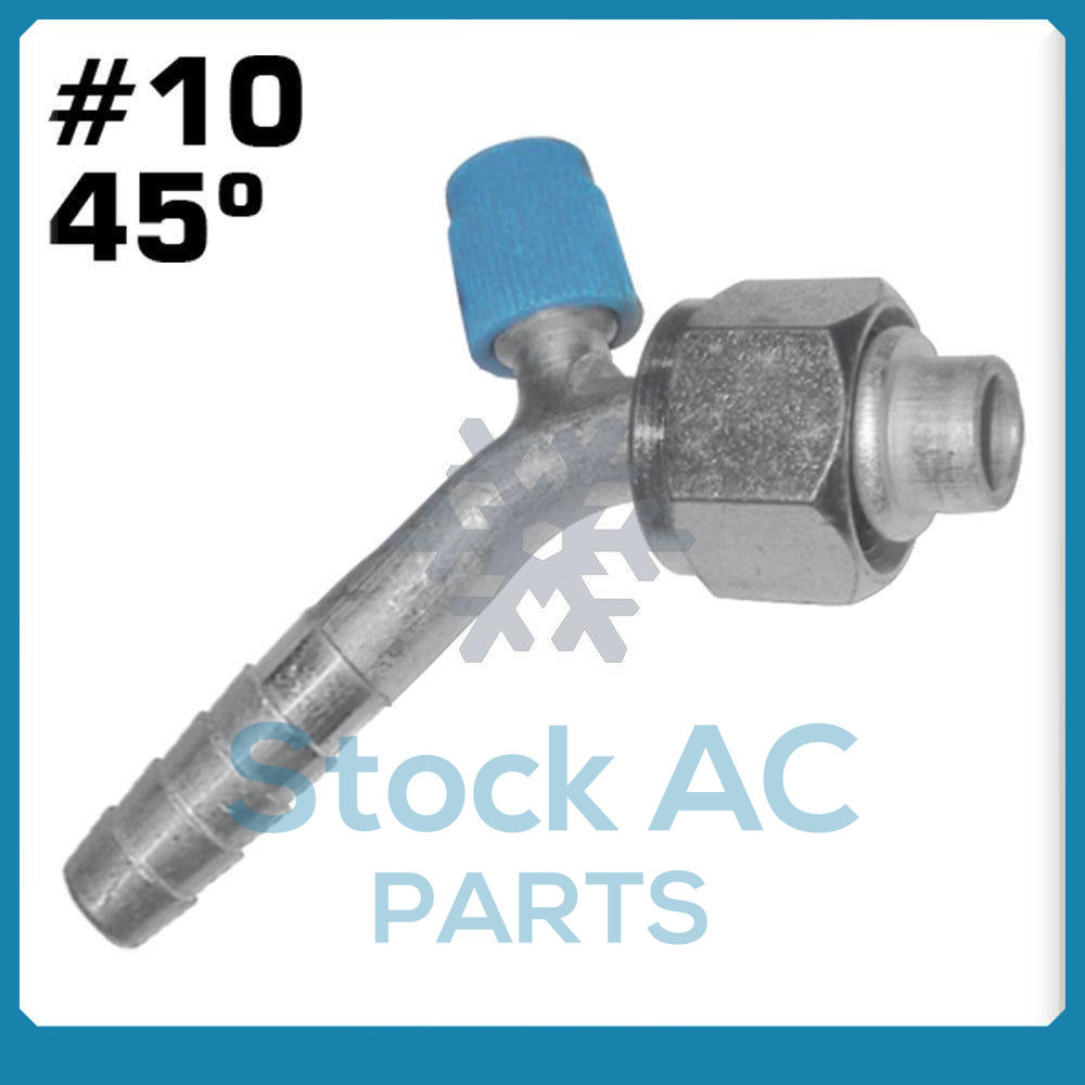 BEADLOCK A/C FITTINGS FEMALE O RING, 10X45 DEGREE WITH SERVICE PORT - Qualy Air
