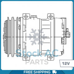 New A/C Compressor SD7H13 - Double Groove Clutch - 12V
