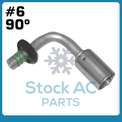 New A/C #06 Male Spring lock 90X45 Degree Aluminum Crimp on Fitting Part - Qualy Air