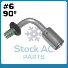 Load image into Gallery viewer, New A/C #06 Male Spring lock 90X45 Degree Aluminum Crimp on Fitting Part - Qualy Air