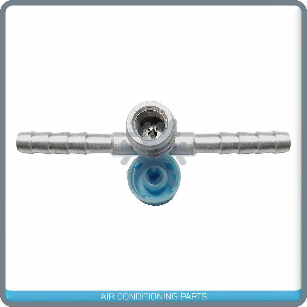 Barbed AC Fitting, #6 to #6 Straight Hose Splice,Aluminum  with Service Port - Qualy Air