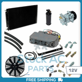 BRAND NEW 12V A/C KIT UNDER DASH/ COMPRESSOR/ CONDENSER (18X29)/FITTINGS / HOSES