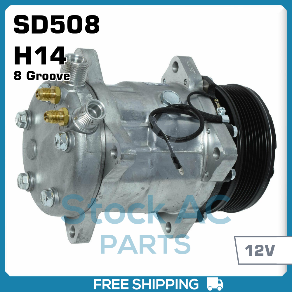 New A/C Compressor Sanden SD508 & H14 - 12V - 8 Groove Serpentin - Qualy Air