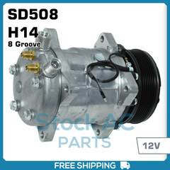 New A/C Compressor Sanden SD508 & H14 - 12V - 8 Groove Serpentin