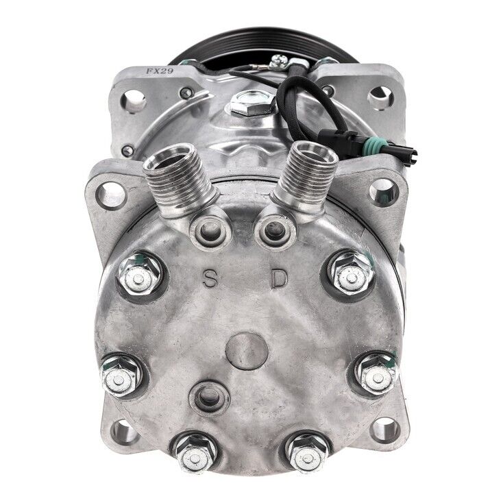 A/C Compressor model Sanden 4665 12V 7 Groove fits International 1652SC 89-2006 - Qualy Air