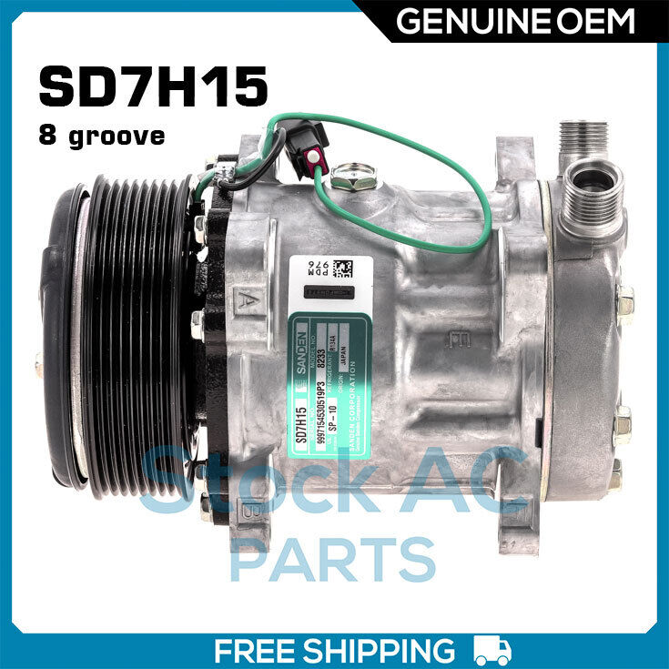 New OEM Sanden AC Compressor SD7H15 8 Groove 24V - OE# 8FK351126271/ 8233 QR - Qualy Air