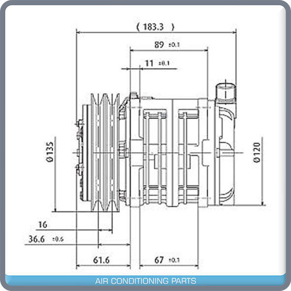 New A/C Compressor TM-08HS Ear Mount - 2 GV / 24 Volts - OE# 10046015 - Qualy Air