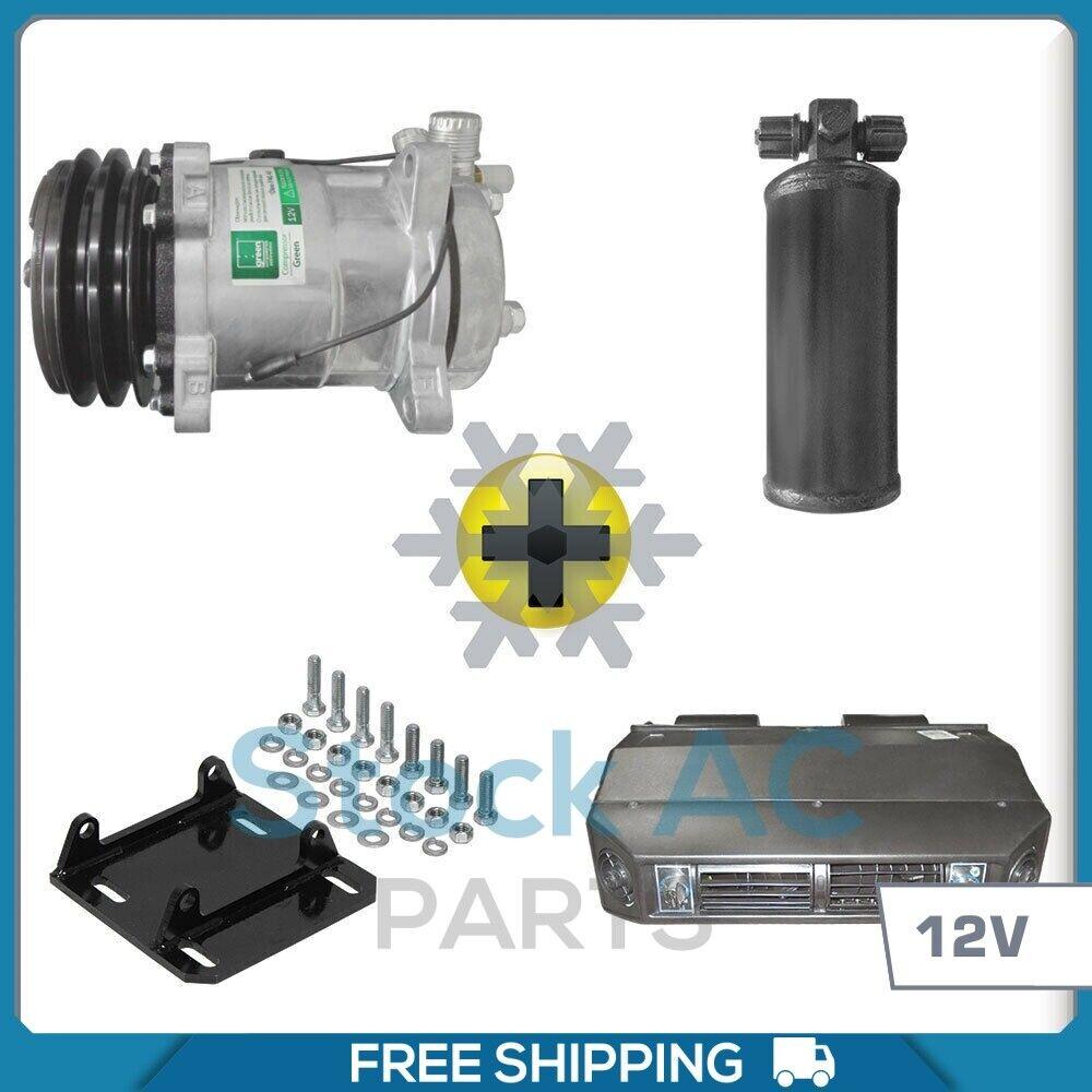 NEW A/C KIT COMPRESSOR WITH YORK TO SANDEN MOUNT AND RECEIVER + UNDER DASH - Qualy Air